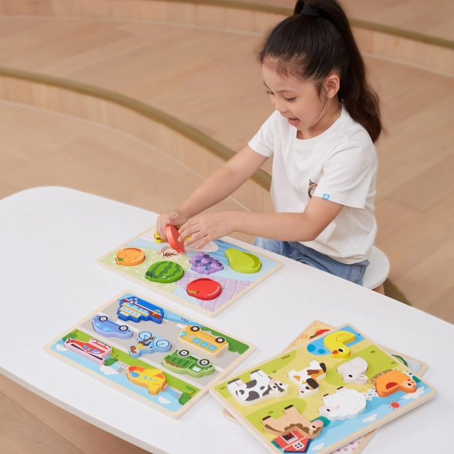 Viga Holzpuzzle Montessori Bauernhof Tiere