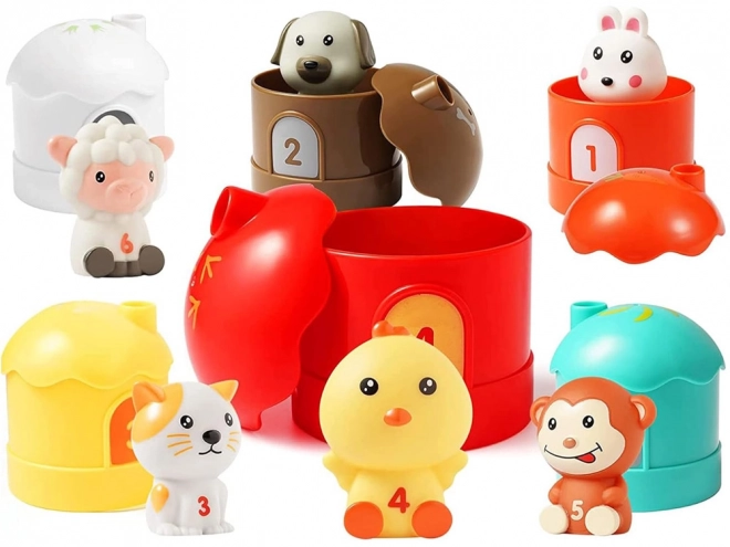 Set aus Tiergummis mit Häuschen und Zahlen