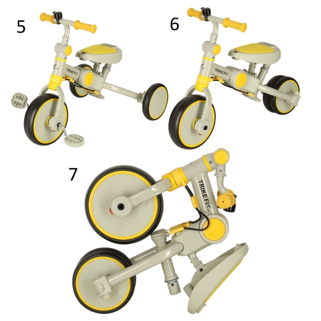 Multifunktionales Dreirad Trike Fix V4 Gelb-Schwarz mit Dach – Gelb-Grau