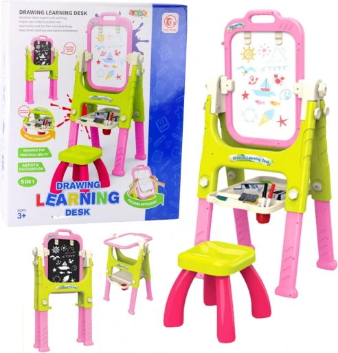 Tafel 5-in-1 mit Stühlchen, multifunktional, rosa