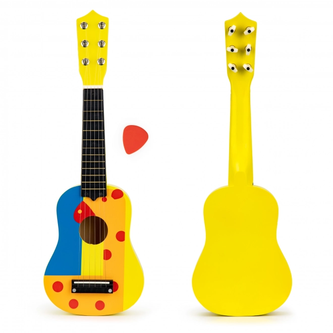 Kinder-Holzgitarre mit Metall-Saiten und Plektrum - Gelb von ECOTOYS