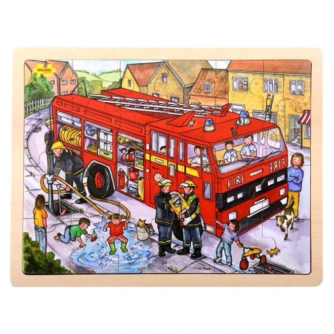 Bigjigs Spielzeug Holzpuzzle Feuerwehr 24 Teile