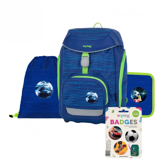 OXY Sherpy Blue Schulrucksack Set