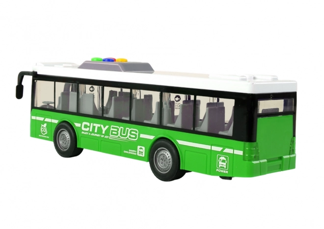 Interaktiver grüner Bus mit Batteriebetrieb und Schwungradantrieb 1:16 – Grün