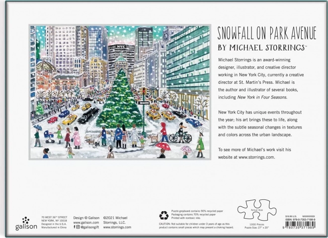 Puzzle Schneefall auf der Park Avenue von Michael Storrings - 1000 Teile