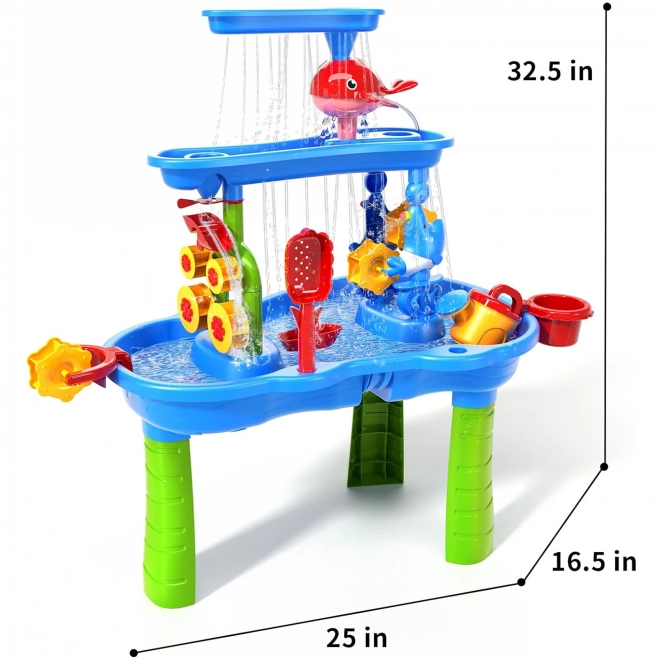 Woopie Kinderspiel-Wassertisch XL für Wasser- und Sandspiel mit 37 Teilen