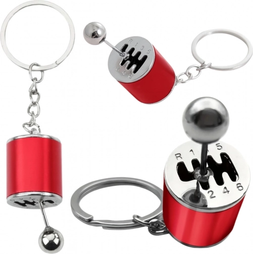 Metall-Schlüsselanhänger in Form eines manuellen Getriebes – rot