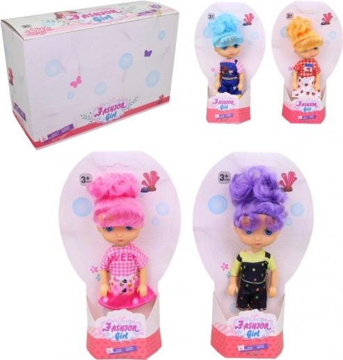 Puppe für Mädchen 16 cm, 4 Farben, 12 Stück