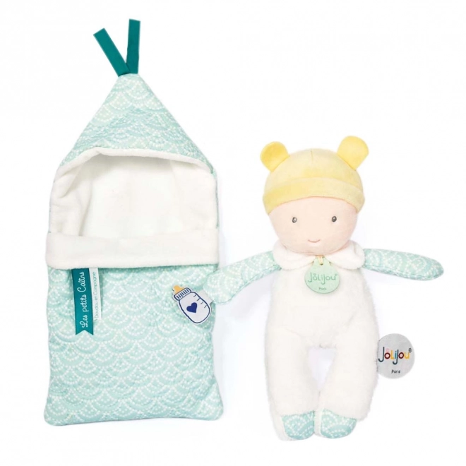 Doudou Jolijou Puppe im Schlafsack Türkis 20 cm