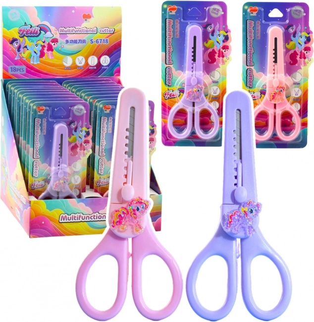 Kinderschere mit Abdeckung und dekorativem Pferdchen 14cm