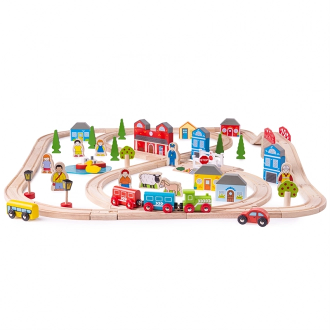 Bigjigs Rail Stadt- und Land-Holzeisenbahn 91 Teile