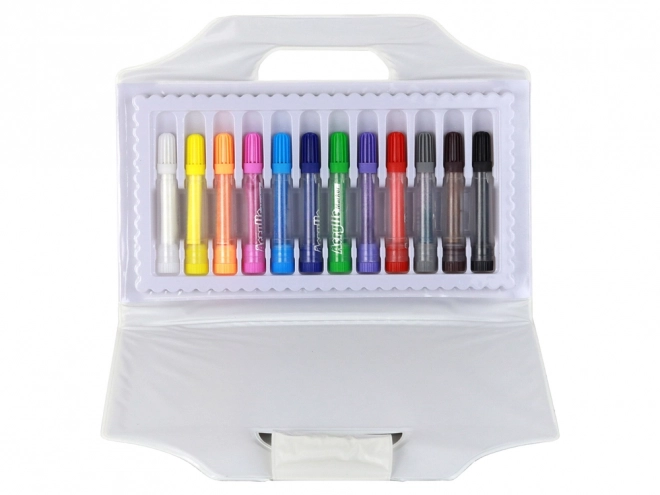 Set aus farbigen Acrylmarkern im Koffer, 12 Stück