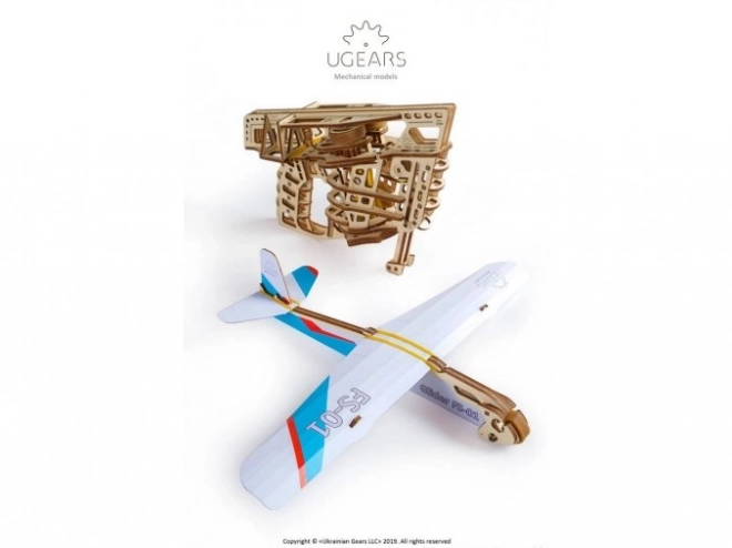 Ugears 3D Mechanisches Holzpuzzle Katapultflugzeug
