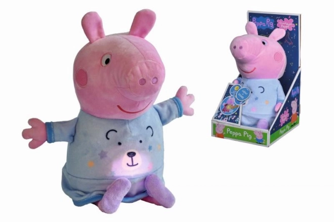 Peppa Pig 2-in-1 Plüsch-Schlaflicht Spielend + Licht, Blau, 25 cm