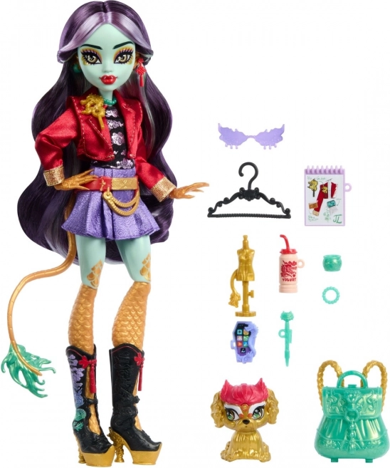 Monster High Puppe Jinafire Long mit Haustier