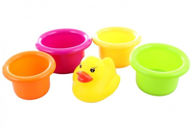 Bunte Badebecher mit Ente