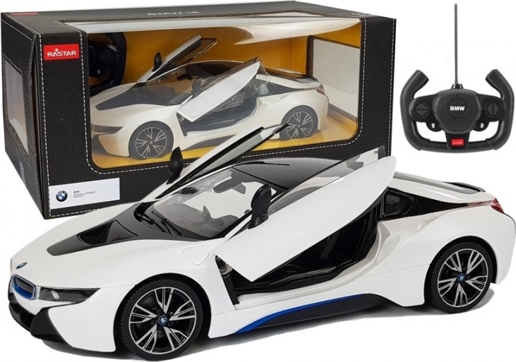 Ferngesteuertes Auto BMW i8 Rastar 1:14 weiß mit automatischen Türen