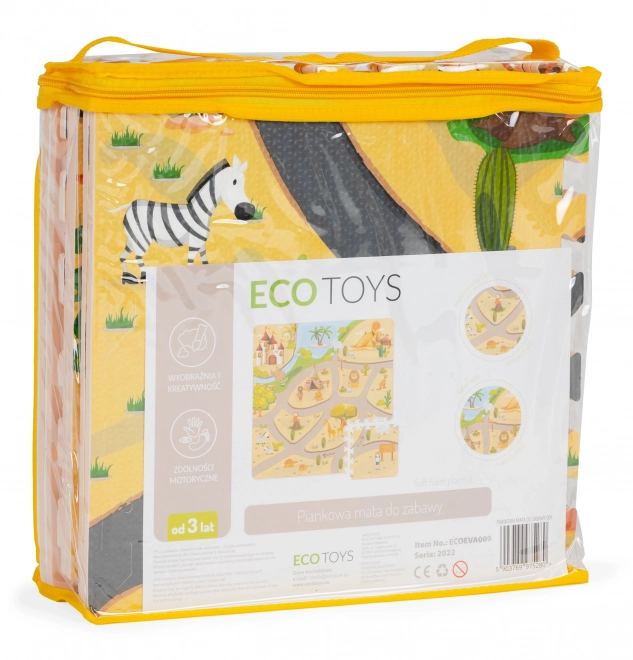 Schaumstoff-Puzzle-Bodenmatte Safari, 9 Teile, 93 × 93 cm