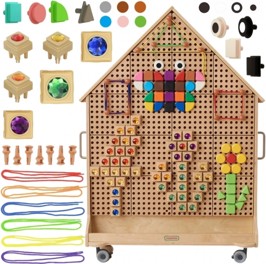 Masterkidz hölzerne frei stehende Tafel STEM in Hausform mit Zubehör
