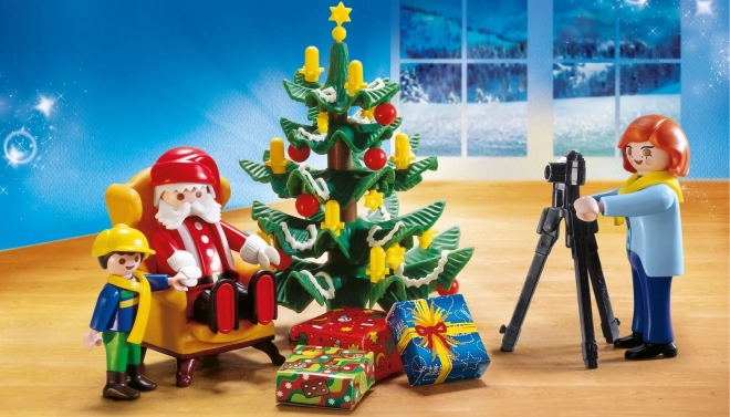Weihnachtsfigur-Set mit Weihnachtsmann-Foto