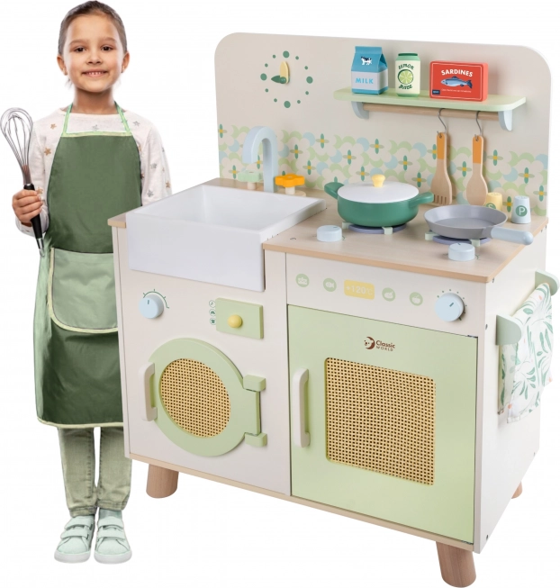 Holzküche XXL mit Waschmaschine und Zubehör