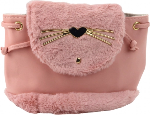 Rosa Kinder-Plüschrucksack mit Ohren, verstellbarem Riemen, 22 cm, 4 l