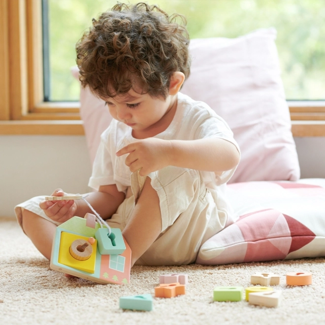 Classic World Montessori Holzfädelspiel Schlüssel und Türen 11 Stk.