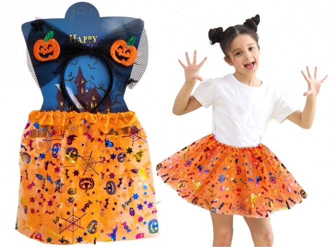 Halloween Tutu-Kleid Kürbis Stirnband