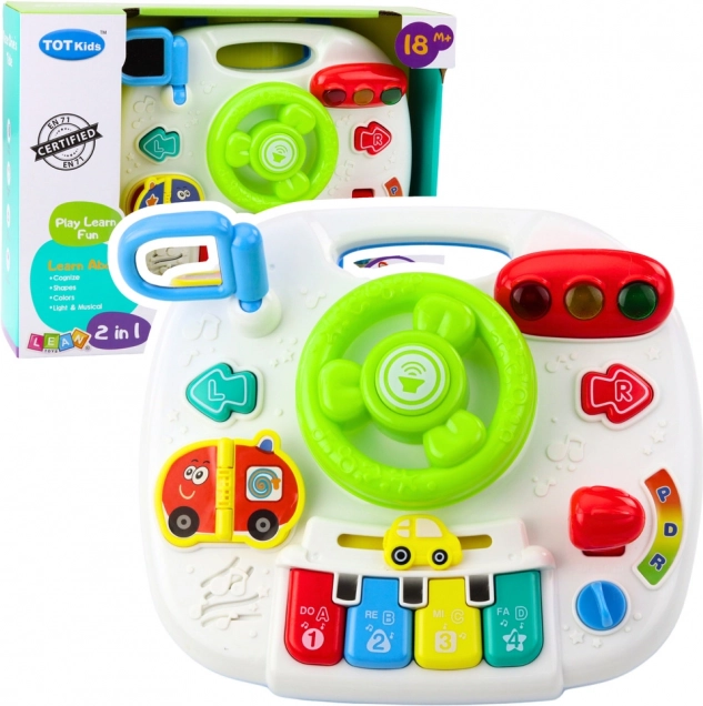 Interaktiver Lernspieltisch mit Lenkrad 2in1 mit Lichtern und Geräuschen