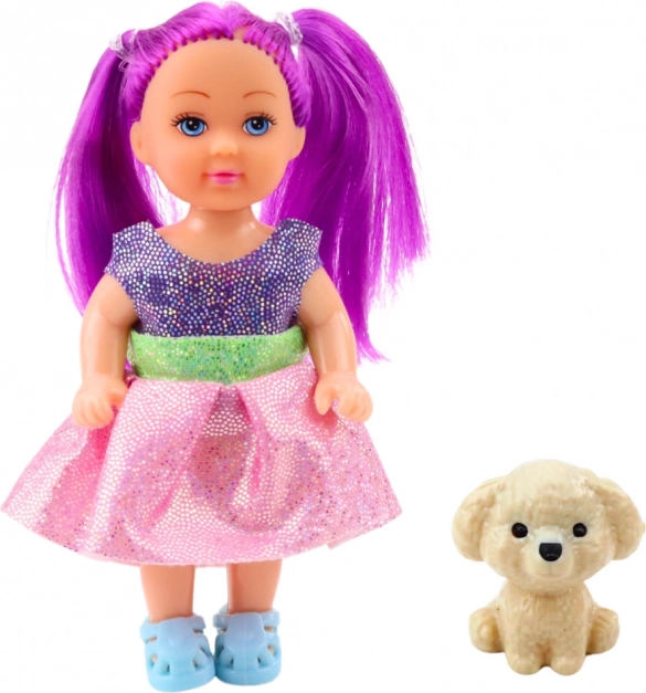 Mini-Puppe in Kleidchen mit Hündchen