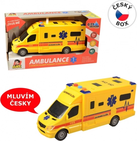 Rettungswagen mit Schwunglauf mit Licht und Sound, 19 cm