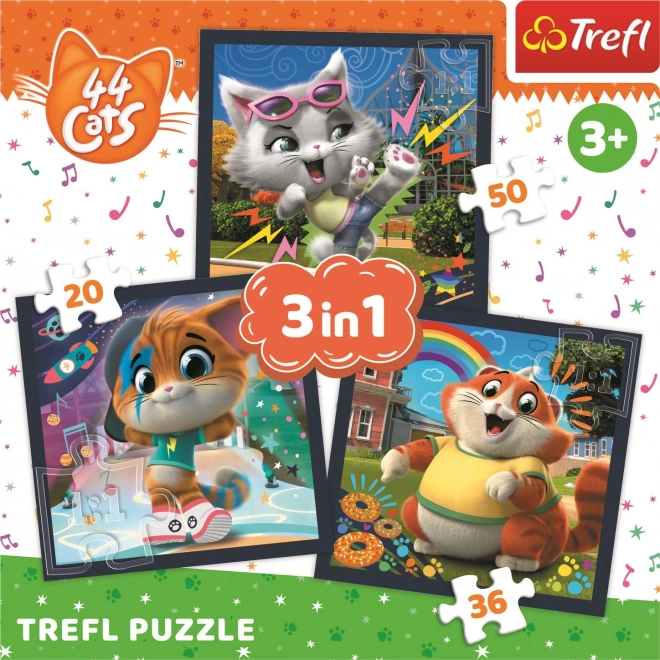 Trefl Kinderpuzzle Set: Katzenfreunde 3-in-1