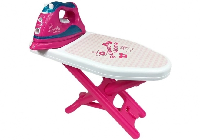 Rosa Bügelset mit Bügelbrett und Kleiderbügel