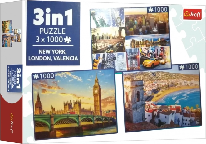 Trefl Puzzle New York, London, Valencia