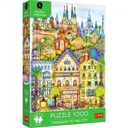 Premium-Puzzle mit 1000 Teilen – Mitternacht in Barcelona