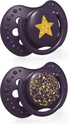 LOVI Dynamischer Silikonschnuller Stardust 0–3 M, 2 Stk, Lila