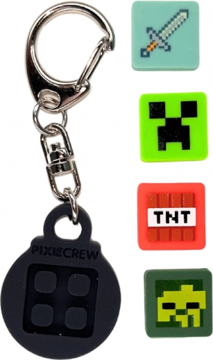 Pixie Crew & Minecraft Schlüsselanhänger Schwarz mit Multipixeln