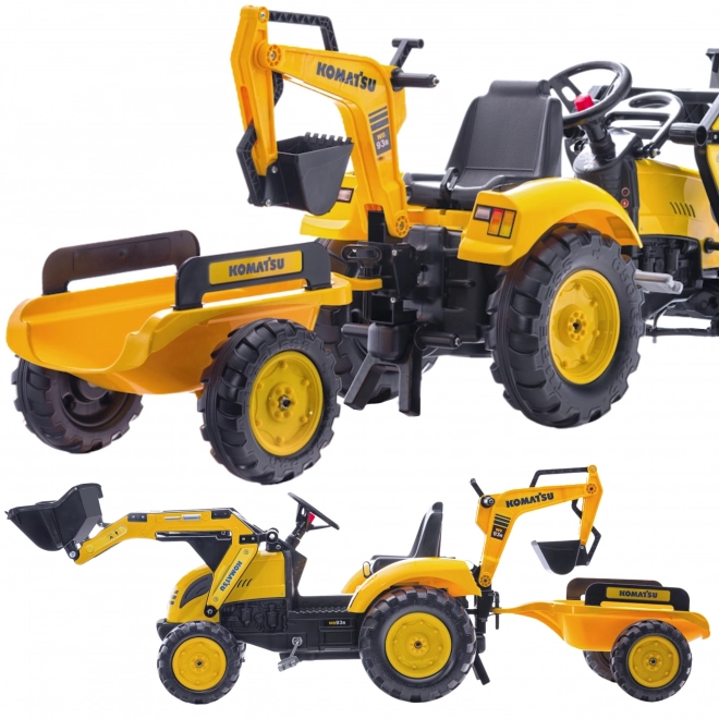 Trettraktor Komatsu mit vorderem und hinterem Löffel und Walze