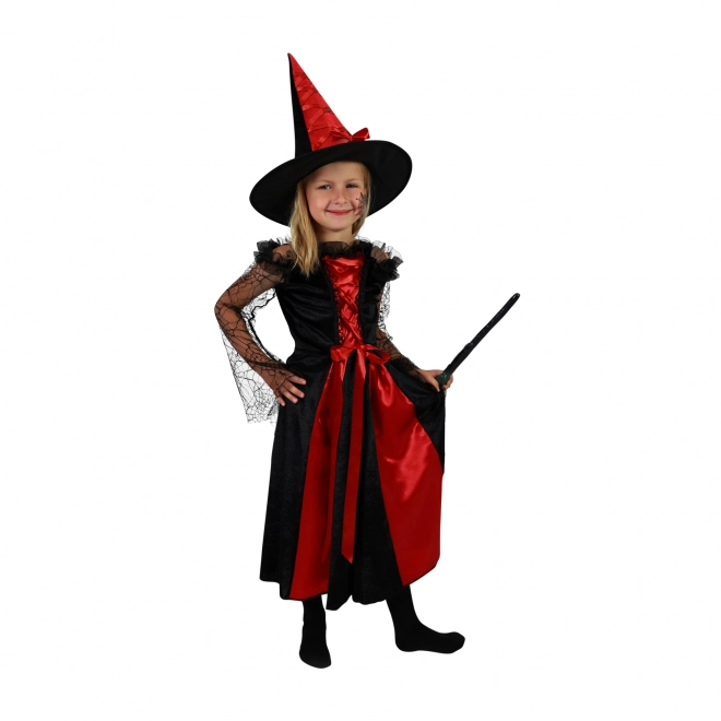 Kinder Hexenkostüm Schwarz-Rot mit Hut