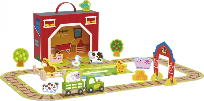 Holzbauernhof im Koffer Tooky Toy