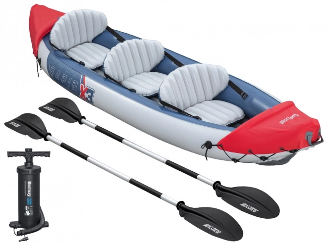Bestway Rapid X3 aufblasbares Kajak mit doppelter Wand für 3 Personen mit Paddeln und Tasche
