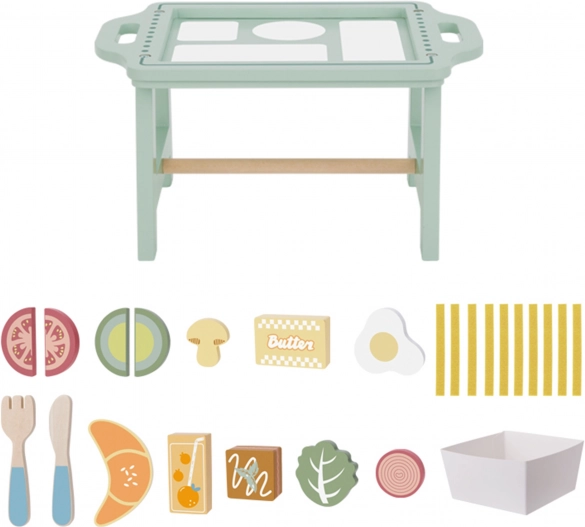 Woopie Green Frühstücksset mit Tablett und Holzzubehör Pastell