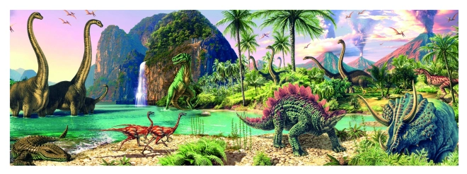 Panorama Puzzle Dinosaurier am See für Kinder