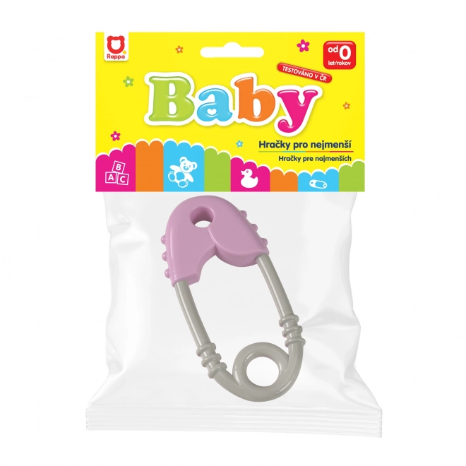 Baby-Rassel in Rosa und Grau