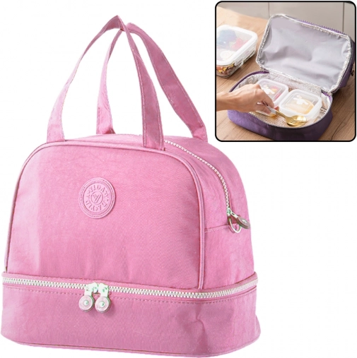 Thermoisolierende rosa Essens-Tasche mit verstellbarem Riemen 27cm