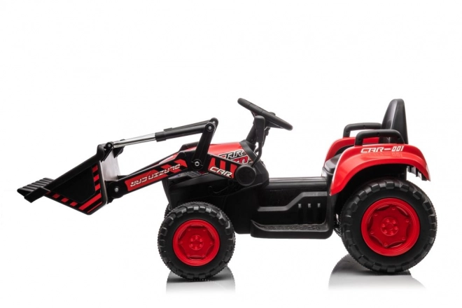 Kinderroter Traktor mit wiederaufladbarem Akku und Löffel