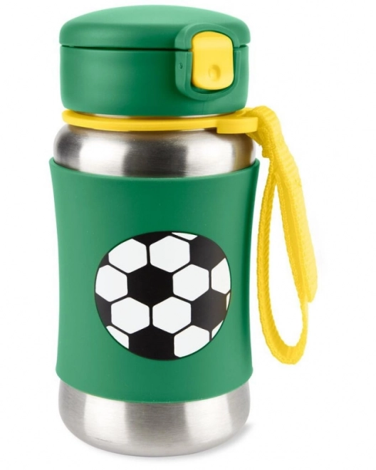 Trinkflasche mit Strohhalm Fußball Design