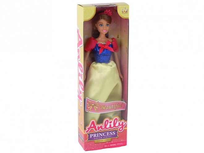 Puppe Anlily Prinzessin mit langen dunklen Haaren und gelbem Kleid