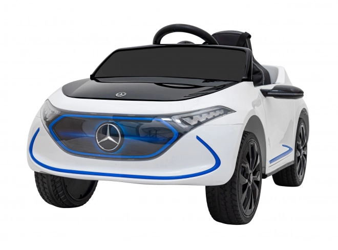 Mercedes Benz AMG EQA für Kinder Weiß + Fernbedienung + 5-Punkt-Sicherheitsgurte + EVA + MP3-Display + LED