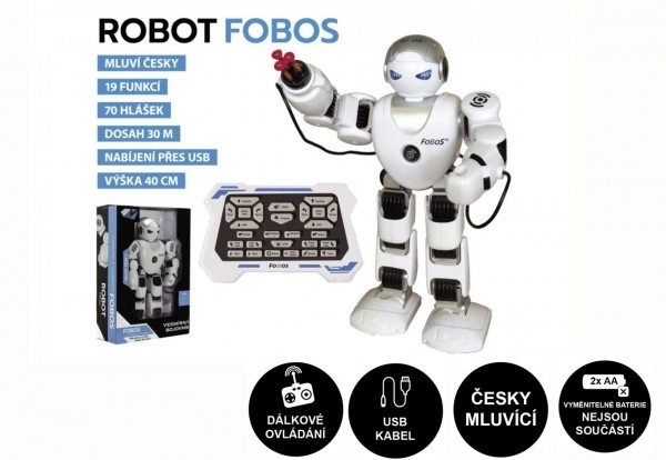 Interaktiver Gehender Roboter FOBOS 40cm mit Tschechischer Sprache und USB-Ladefunktion